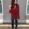 Women V-neck Flare Sleeve Chiffon Blouse Spring Summer Elegant Dress - Image 7