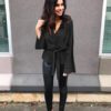 Women V-neck Flare Sleeve Chiffon Blouse Spring Summer Elegant Dress - Image 8