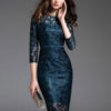 Women's Wrap Dress Lace Jewel Neck Bodycon Dress