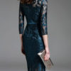 Women's Wrap Dress Lace Jewel Neck Bodycon Dress - Image 2