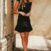 Women Backless Ruffles Mini Short Party Casual Beach Dresses