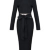Black Bodyon Dress Bows Split Party Dress
