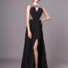 Black Evening Sexy Cutout Pleated Long Prom Dress