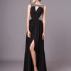 Black Evening Sexy Cutout Pleated Long Prom Dress - Image 2