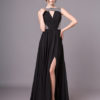 Black Evening Sexy Cutout Pleated Long Prom Dress - Image 3