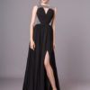 Black Evening Sexy Cutout Pleated Long Prom Dress - Image 4