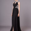 Black Evening Sexy Cutout Pleated Long Prom Dress - Image 5