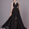 Black Evening Sexy Cutout Pleated Long Prom Dress - Image 6