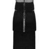 Black Party Dress Strapless Fringe Two Tone Sexy Bodycon Dress - Image 3