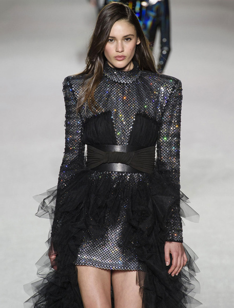 Black Party Short Dress With Corset Belt