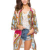Boho Cover Up Kimono Ethnic Print Open Front Women Beachwear - Image 2