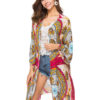 Boho Cover Up Kimono Ethnic Print Open Front Women Beachwear - Image 4