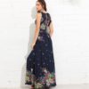 Boho Knot Back Ruffle Trim Botanical Casual Maxi Dress - Image 4