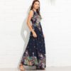 Boho Knot Back Ruffle Trim Botanical Casual Maxi Dress - Image 2