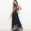 Boho Knot Back Ruffle Trim Botanical Casual Maxi Dress - Image 3