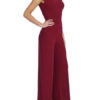 Cape Sleeve Flower Backless Burgundy Jumpsuit - Image 6