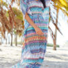 Chiffon V Neck Half Sleeve Printed Beachwear Cover Up