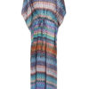 Chiffon V Neck Half Sleeve Printed Beachwear Cover Up - Image 2