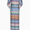 Chiffon V Neck Half Sleeve Printed Beachwear Cover Up - Image 3