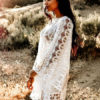 Cover Up Dress Lace Sheer Long Sleeve V Neck Women Beach Bathing Suit - Image 2
