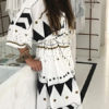 Cover Up Long Sleeve Drawstring Geometric Print Beachwear For Women - Image 2
