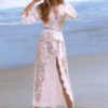 Cover Up Swimwear Lace Wrap Sheer Split Long Sleeve Bathing Suit