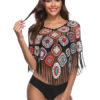 Cover Up V Neck Half Sleeve Fringe Casual Beachwear