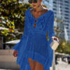Crochet Cover Up Dress Women V Neck Long Sleeve Sheer Beach Dress - Image 11