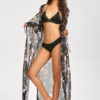 Floral Cover Up Long Sleeve Split Chiffon Beachwear