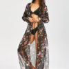Floral Cover Up Long Sleeve Split Chiffon Beachwear - Image 3