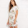 Straight Short Sleeve Floral Print Casual Mini Dress - Image 2