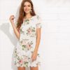 Straight Short Sleeve Floral Print Casual Mini Dress