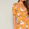 Flower Print Surplice Wrap Maxi Boho V-Neck Shift Split Dress - Image 5