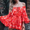 Girl Off Shoulder Sexy Beach Party Casual Lace Up Romper - Image 8