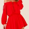 Girl Off Shoulder Sexy Beach Party Casual Lace Up Romper - Image 3