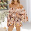 Girl Off Shoulder Sexy Beach Party Casual Lace Up Romper - Image 14