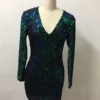Golden Mini Dress V Neck Sequin Long Sleeve Glitter Women Club Dress - Image 17