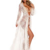 Lace Cover Up Long Sleeve Open Front Sheer Sexy Beachwear