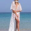 Lace Cover Up Sheer Sexy Beach Bathing Suit Half Sleeve Women Maxi Dress - Image 2