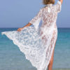Lace Cover Up Sheer Sexy Beach Bathing Suit Half Sleeve Women Maxi Dress - Image 3