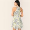 Lemon Print Trapeze Halter Short Women Elegant Casual Dresses - Image 4