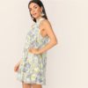 Lemon Print Trapeze Halter Short Women Elegant Casual Dresses - Image 3