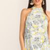 Lemon Print Trapeze Halter Short Women Elegant Casual Dresses - Image 5