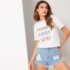 Printing Letter Slogan Short Sleeve Round Neck T-Shirt - Image 3