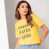 Printing Letter Slogan Short Sleeve Round Neck T-Shirt - Image 7
