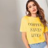 Printing Letter Slogan Short Sleeve Round Neck T-Shirt - Image 8