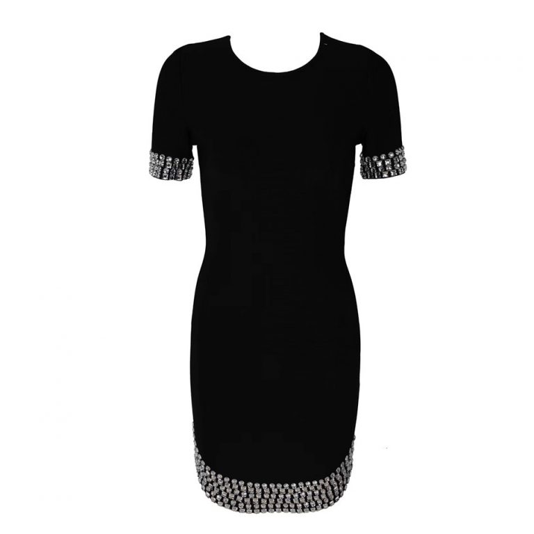 New Bandage Women Elegant Evening Party Vestidos Sexy Bead Club Dress - Image 2