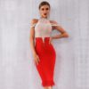 New Bandage Women Off Shoulder Sexy Feather Bodycon Club Bead Party Dress - Image 2
