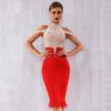 New Bandage Women Off Shoulder Sexy Feather Bodycon Club Bead Party Dress - Image 3