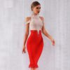 New Bandage Women Off Shoulder Sexy Feather Bodycon Club Bead Party Dress - Image 4